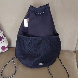 PINK Black Drawstring Backpack